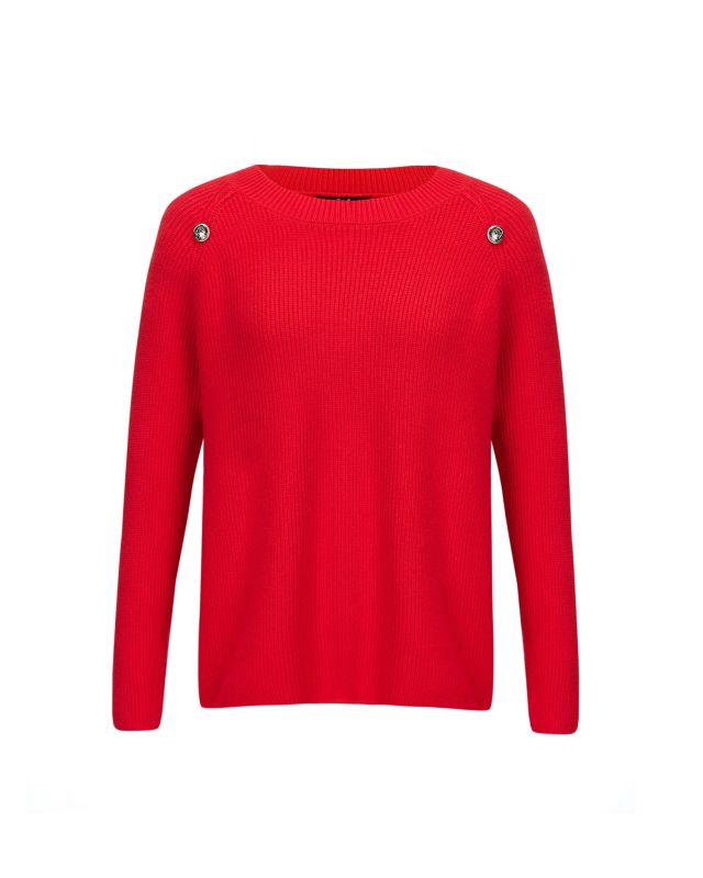 BACHATA - Maglia manica lunga rosso con finti bottoni