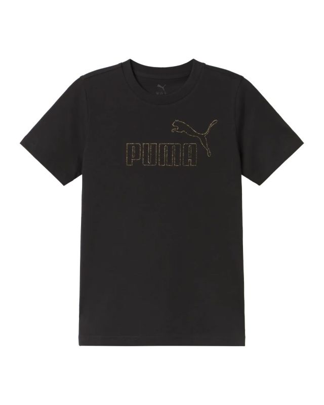 PUMA - T-SHIRT MEZZA MANICA JUNIOR ( 7-16 ANNI) NERA CON DETTAGLI ORO , 696928-01