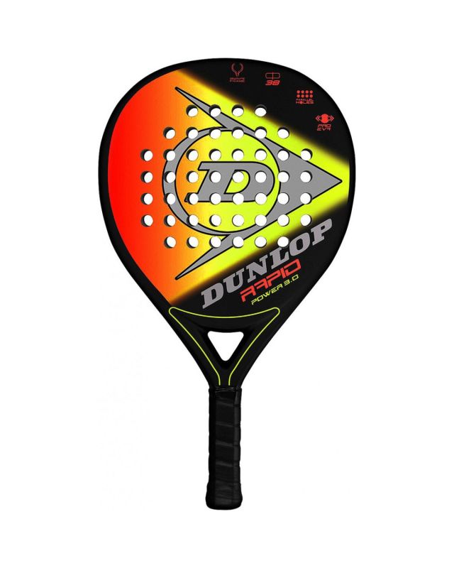 DUNLOP RAPID POWER 3.0 - Racchetta da padel in grafite nera con inserti colorati