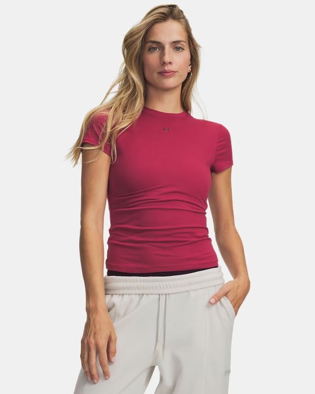 UNDER ARMOUR -T- SHIRT MEZZA MANICA MOTION FITTED SS ROSSO BORDEAUX DA DONNA,   6013774_0622