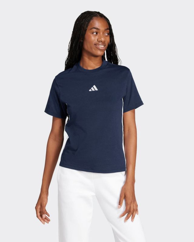 ADIDAS - T-SHIRT BLU DA DONNA ESSENTIAL IN COTONE -  JD0843