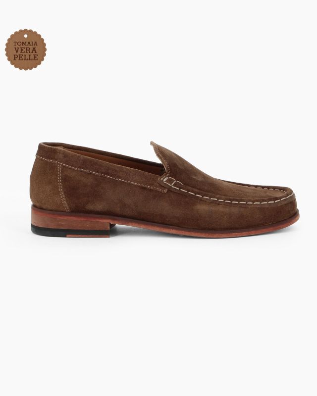 CLASS MAN - Mocassino visone scamosciato in VERA PELLE