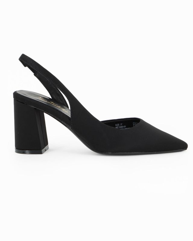 MISS GLOBO - Décolleté slingback nera in lycra con scollo laterale, tacco 7,5CM