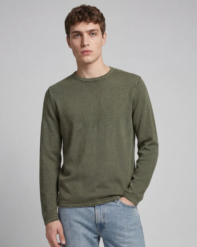 JACK&JONES - Maglia manica lunga James Knit Crew Neck verde