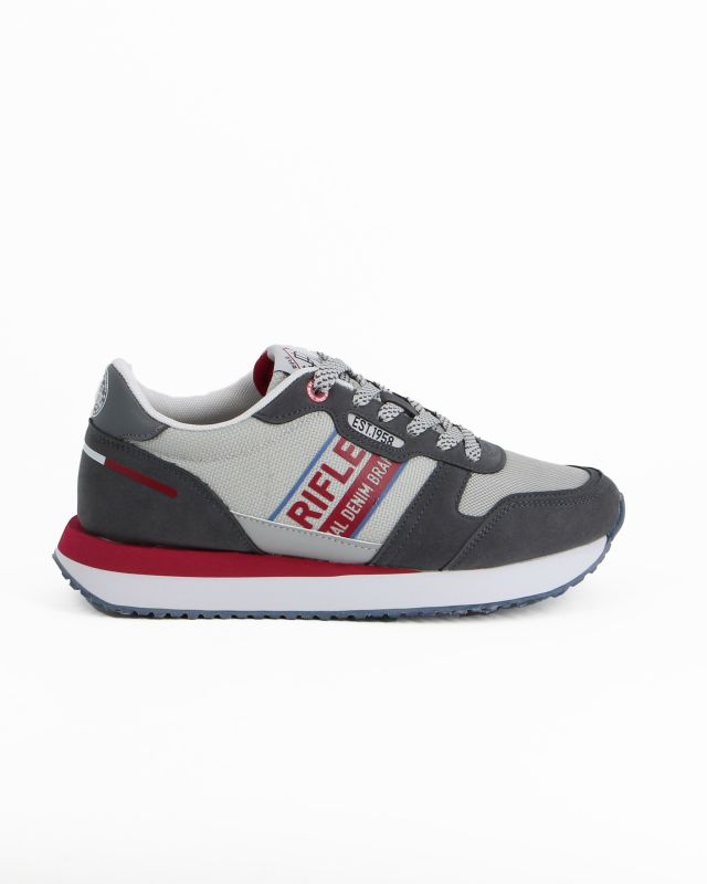 RIFLE - Scarpa grigia con lacci e dettagli rossi