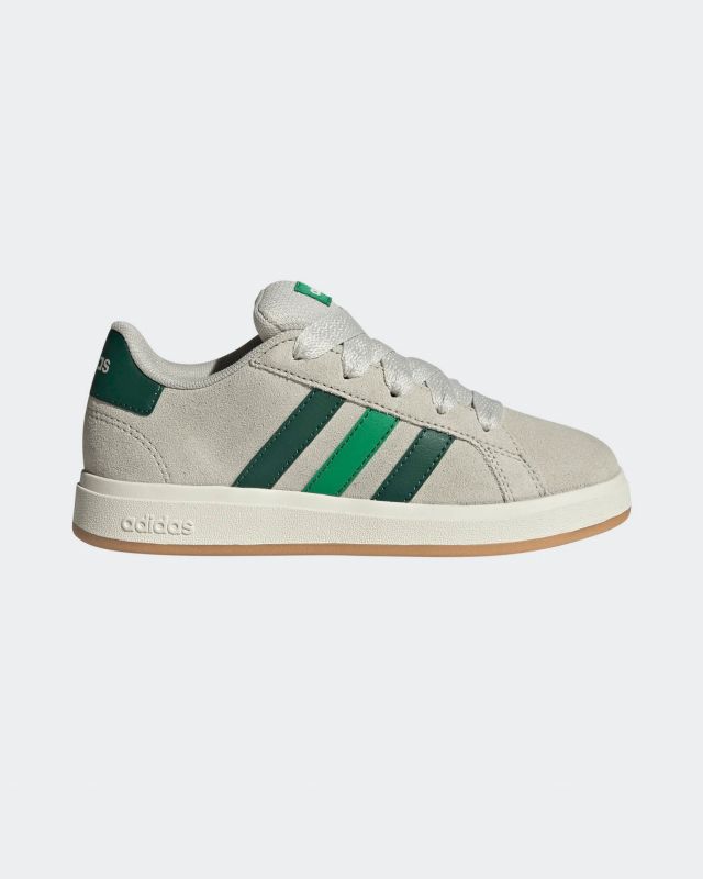 ADIDAS - SCARPA GRIGIA GRAND COURT 00S SCAMOSCIATA CON STRISCE VERDI 36-40 - IH6413