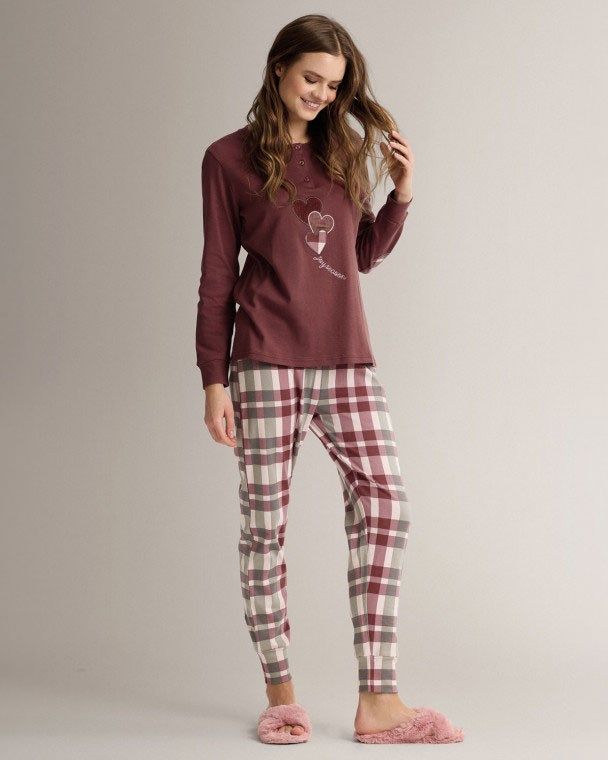 DONNA PIGIAMA ML INTERLOCK QUADRI
