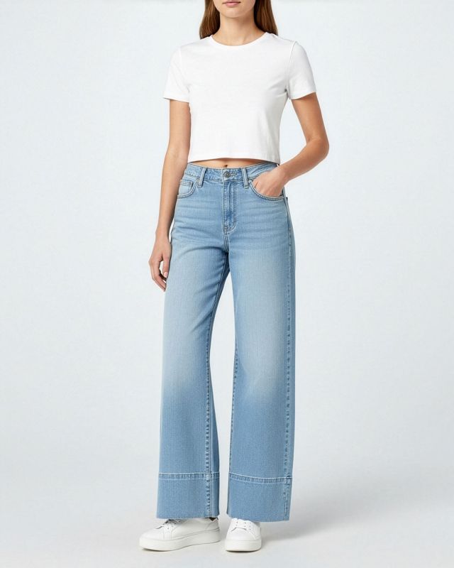 TATOO - JEANS CHIARO WIDE LEG DA DONNA ELASTICIZZATI