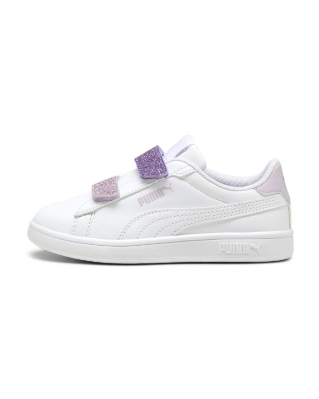 PUMA - SNEAKER JUNIOR SMASH 3.0  BIANCA E LILLA CON GLITTER, NUMERATA 28/35 - 395609-06