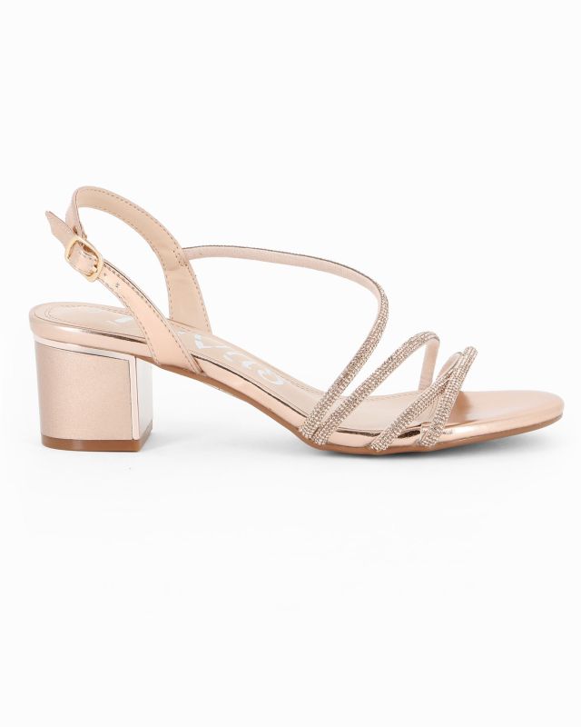 DIVAS - Sandalo gioiello rose gold con strass, tacco 5CM