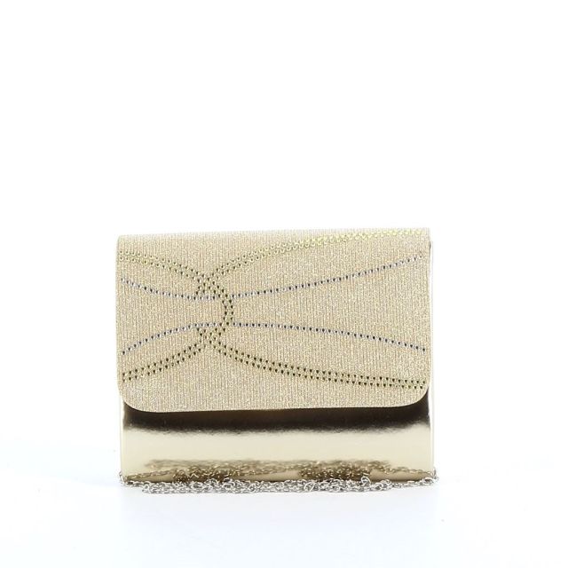 DIVAS- Pochette effetto metallizzato con patta lurex e strass