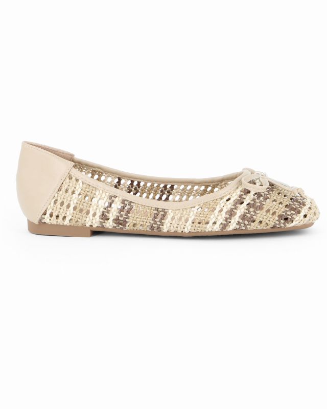 MY JEWELS - Ballerina beige intrecciata con fiocco
