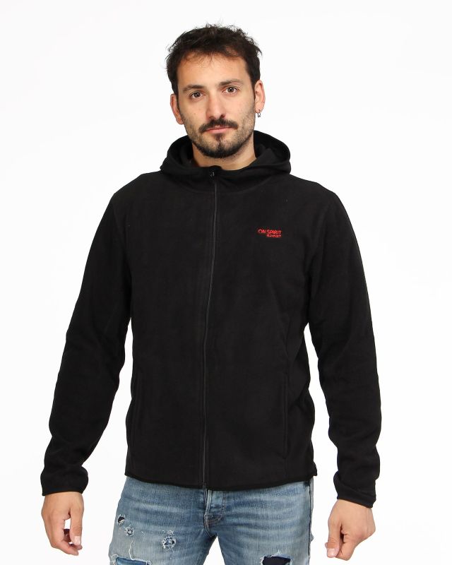 ON SPIRIT - PILE UOMO  CON CACPPUCCIO FULL ZIP NERO - ANDREA