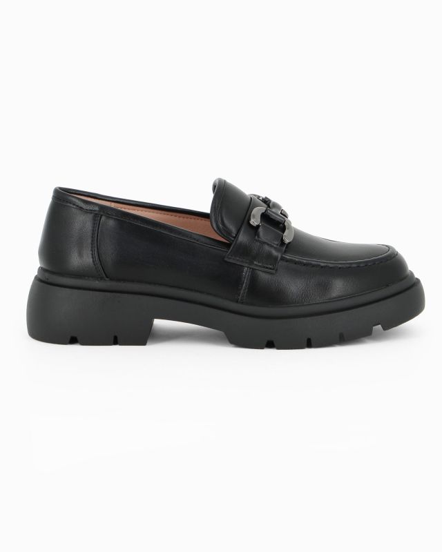 MISS GLOBO - Mocassino nero con morsetto e soletta in memory soft