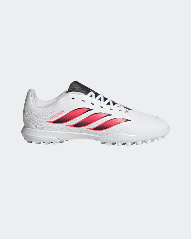 ADIDAS - SCARPA DA CALCETTO JUNIOR PREDATOR CLUB TF BIANCHE CON DETTAGLI ROSSI E NERI DAL 34 AL 38.5, IH2082