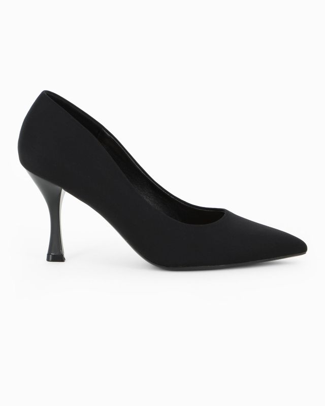 MISS GLOBO - Décolleté nera in lycra con sottopiede in VERA PELLE, tacco 8,5CM