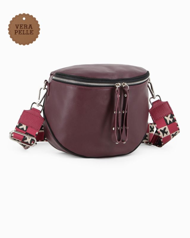 NARDINI - Marsupio bordeaux in VERA PELLE - MADE IN  ITALY