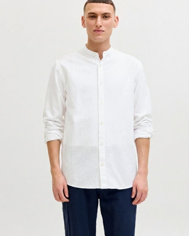 JACK & JONES -CAMICIA MANICA LUNGA BIANCA DA UOMO