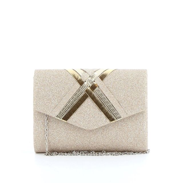 MISS GLOBO - Pochette lurex oro con fasce incrociate sulla patta