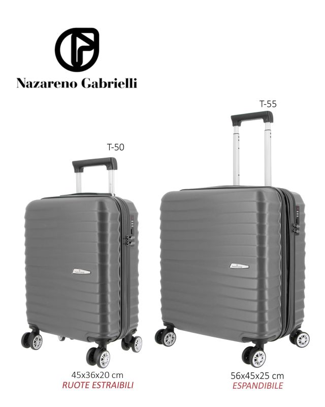 NAZARENO GABRIELLI - TROLLEY GRIGIO IN ABS 4 RUOTE