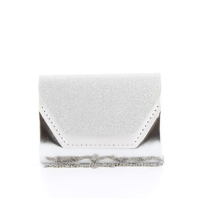 DIVAS- Pochette effetto metalizzato e strass con patta lurex