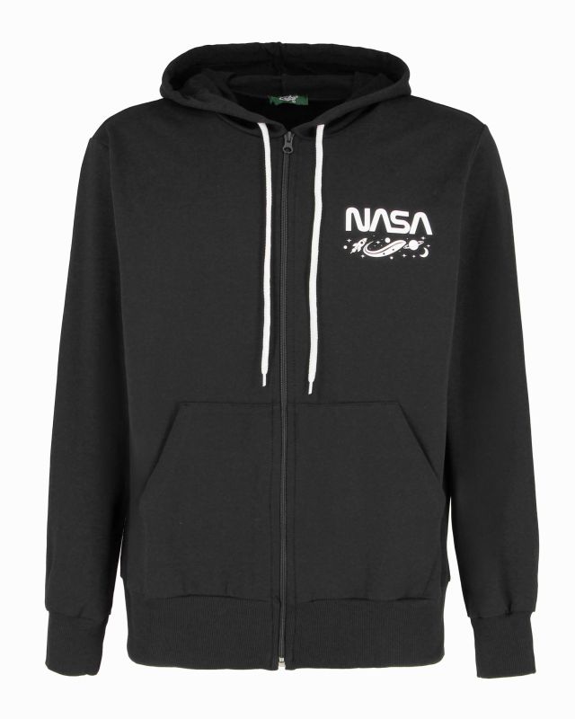 CUBA 10 - Felpa nera con cappuccio e zip in cotone