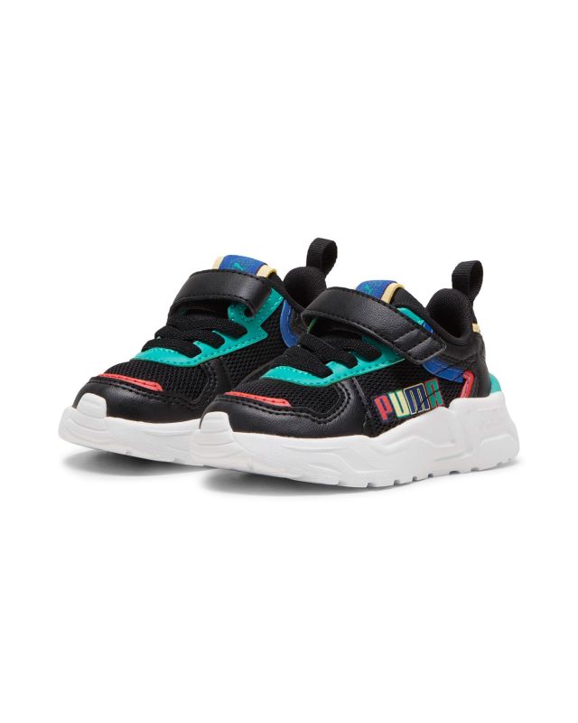PUMA TRINITY LITE R, S, B AC+ Inf- Sneakers da bambino nera con dettagli colorati. Numerata 21/27 - 395465-02