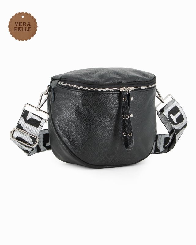 NARDINI - Marsupio nero da donna in VERA PELLE - MADE IN ITALY