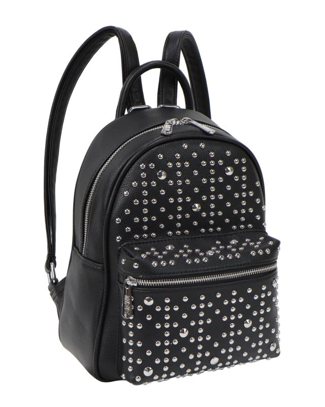 RIFLE - Zaino nero con tascone frontale e borchie