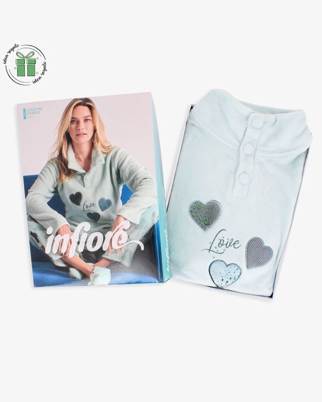INFIORE - PIGIAMA LOVE ME MANICA LUNGA AZZURRO DA DONNA