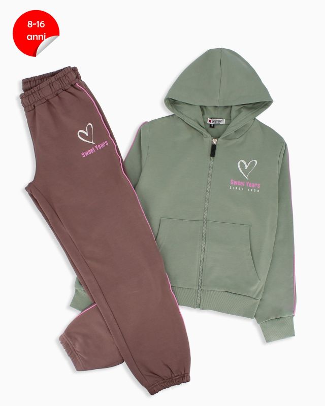 GIRL TUTA FULL ZIP CON CAPPUCCIO