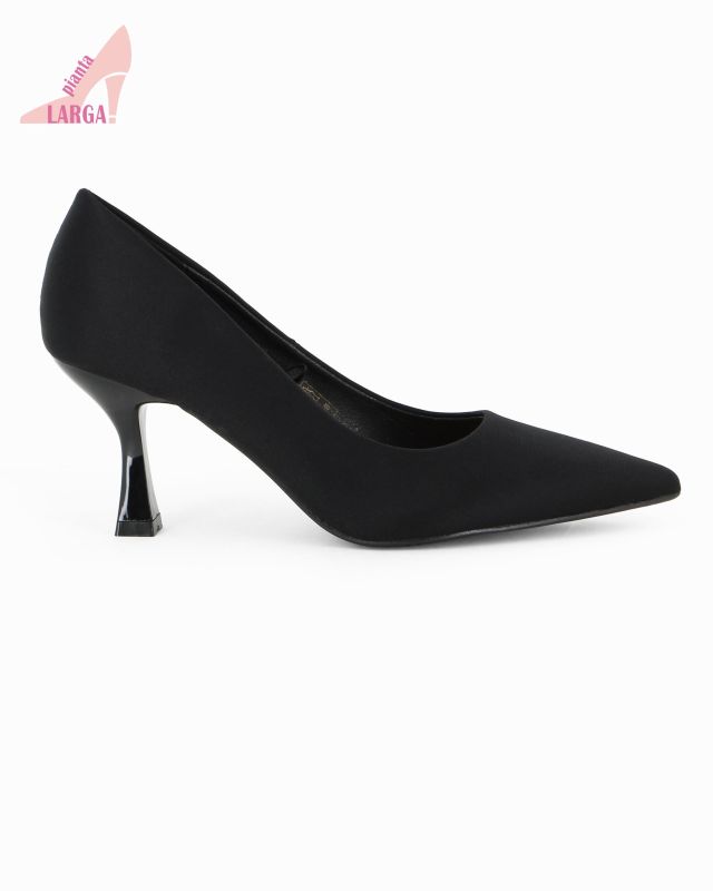 LADY GLOBO - Décolleté nera in lycra con sottopiede in VERA PELLE e calzata comoda, tacco 7,5CM