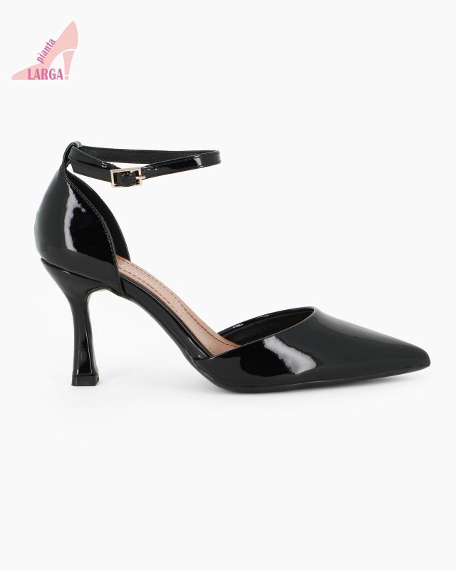 LADY GLOBO - Décolleté nera in vernice con sottopiede in VERA PELLE e calzata comoda, tacco 8CM