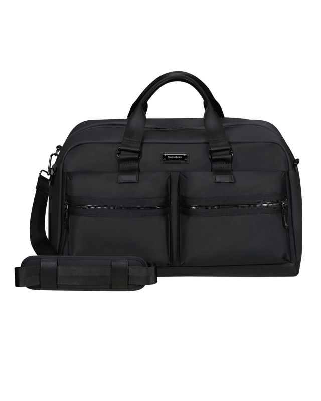 SAMSONITE - Borsone nero con doppia tasca frontale e tracolla removibile