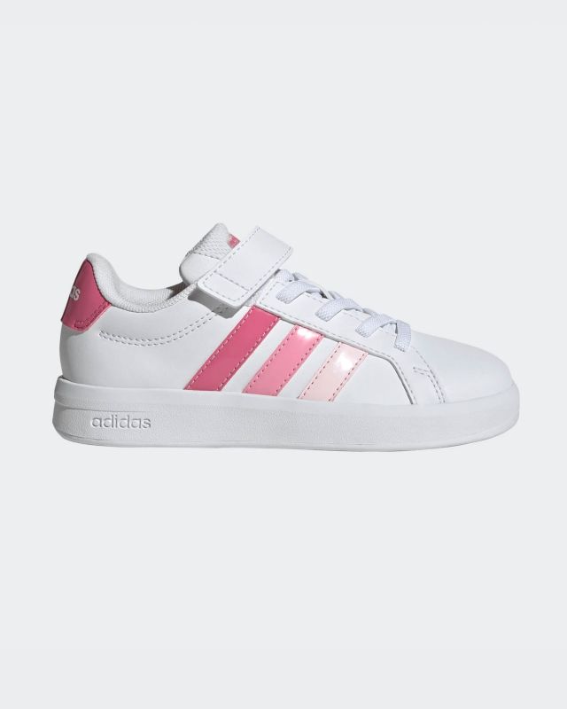 ADIDAS - SCARPA BIANCA GRAND COURT 3.0 STRISCE ROSA DA BAMBINI 28-35 -  KJ4370